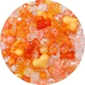 Assorted orange and yellow acrylic DIY beads in heart and flower shapes for jewelry crafts - 30g Pack / Orange