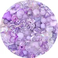 Assorted purple acrylic DIY beads including bows and hearts for jewelry making - 30g Pack / Purple