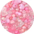 Assorted pink acrylic beads mix in heart and star shapes for DIY jewelry making crafts - 30g Pack / Pink
