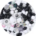 Mixed black and white acrylic DIY beads with butterfly heart and flower shapes for jewelry - 30g Pack / Dark Gothic