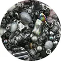 Mixed retro Baroque acrylic DIY beads in black and silver for jewelry making - 30g Pack / Black