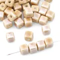 Cuentas de cerámica cuadradas color crema para creación de joyas y manualidades DIY - 6mm (10 Pieces Pack) / Patrón de Café
