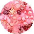 Mixed pink acrylic beads set in various vintage shapes for DIY jewelry making and crafts - 30g Pack / Pink