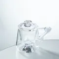 Elegant minimalist clear glass coffee mug with unique mountain base design and lid - 401-500ml / White Rhinestone Style