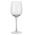 Elegant ribbed crystal glass red wine goblet with slim stem on white background. - Ribbed Transparent Wine Glass (Single)