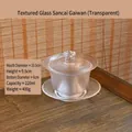 Transparente Gaiwan-Teeschale aus strukturiertem Glas mit Deckel, 220 ml Inhalt - Mattierter Gaiwan / Transparent