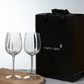 Elegant luxury crystal wine glass set of two with premium black gift box packaging - Ribbed Transparent Wine Glass (Set of 2)