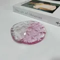 Eleganter unregelmäßiger Kristallglas-Untersetzer mit tollem rosa-klarem Farbverlauf - Round Shape / Verlauf Rosa