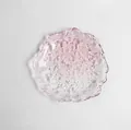 Eleganter unregelmäßiger Untersetzer aus rosa Kristallglas für Teetassen und Kaffeetassen. - Glastablett / 14.5cm / Verlauf Rosa