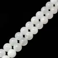 Polished natural white jade round beads close-up for DIY jewelry and bracelet making - 8mm (39cm/Strand)