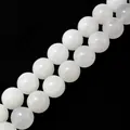 Polished white jade round loose beads for DIY handmade jewelry crafts - 10mm (39cm/Strand)