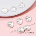 Iridescent baroque style faux pearl beads measuring 13x14mm for DIY necklace jewelry making - Straight Hole Irregular Style / Set of 2 (13x14mm) / AB White