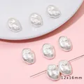 Iridescent baroque style faux pearl beads 12x16mm for DIY necklace and bracelet making - Straight Hole Long Concave Irregular Style / 2 Pieces (12x16mm) / AB White