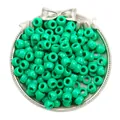 Vibrant green acrylic pony beads with large holes for DIY handmade jewelry crafting - 100pcs Pack / Solid Dark Green