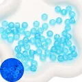 Luminous sky blue acrylic barrel beads with large holes for DIY jewelry making crafts - 100pcs Pack / Glow in the Dark Lake Blue