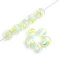 Hand-painted hollow lampwork glass beads with yellow and blue swirls for DIY jewelry - 14mm (Aperture 2mm) / Lime Cyclone