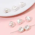 Iridescent baroque style imitation pearl loose beads for DIY jewelry necklace making - Straight Hole Irregular Style / Set of 2 (13x14mm) / AB White