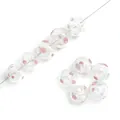 Hand-painted hollow glass bubble beads with pink and white polka dots for DIY jewelry - 14mm (Aperture 2mm) / Taro Dots