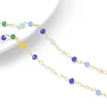 Accesorio de cadena de cuentas facetadas de colores en oro 14k para joyería DIY - Diseño de Cuenta Enrollada 3mm Plana Mezcla 11 Colores (#08) / Paquete de 50cm