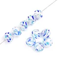 Hand-painted hollow lampwork bubble beads in blue for DIY jewelry making material - Sea Salt Cyclone