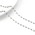 Cadena rellena de oro 14k con perlas y circonitas negras para joyería artesanal - Cadena Perla 2.0 Con Cuenta de Semilla Negra 1.7 (#10) / Paquete de 50cm