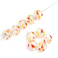 Hand-painted hollow glass bubble beads with red and yellow dots for DIY jewelry - Mango Dots