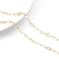 Cadena artesanal de oro 14k con perlas y circonitas para creación de joyas DIY - Perla 3.2 Enrollada Con Circonia Blanca de Corazón (#11) / Paquete de 50cm