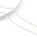 Cadena DIY bañada en oro con elegantes perlas blancas para crear joyería fina. - Diseño Perla 3.2 Con Cadena Curb 1.2 (#12) / Paquete de 50cm