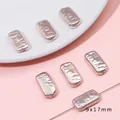 Baroque 9x17mm iridescent rectangle faux pearl beads for DIY handmade jewelry - Straight Hole Long Irregular Style / 2 Pieces/Pack (Aperture approx. 0.8mm) / Iridescent Pink