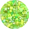 Assorted green acrylic DIY beads for handmade jewelry in various shapes and textures - 30g Pack / Grass Green Series