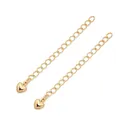 Premium 14K gold filled extension chain featuring a polished heart charm for DIY jewelry - Heart Style (FGT244) / 60mm (1pc/Pack) / 18K Gold