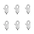 Set mit sechs langlebigen Karabinerverschlüssen aus Edelstahl in Silber für DIY-Schmuck - Japanische Schnalle / 7×13 mm (1er-Pack) / Stahlfarben