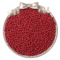 Solid red 2/3mm glass seed beads in a decorative tray for DIY jewelry making accessories - Dark Red