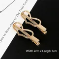 Elegant gold hollow heart shaped duckbill hair clip for DIY accessory making, 2cm x 7cm - Small Gold Heart Duckbill Clip