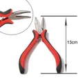 Precision 13cm needle nose pliers for DIY jewelry making and handmade craft tool accessories - Bent Nose Toothless Pliers (#4) / 1 Piece / Red & Black
