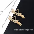 Elegant gold-finished geometric metal alligator hair clip measuring 2.8cm by 7cm - Gold Crown Duckbill Clip