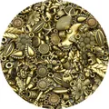 Collection of mixed antique gold acrylic charms in vintage baroque style for DIY jewelry - 30g Pack / Ancient Cyan Series