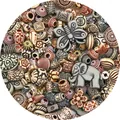 Assorted retro Baroque acrylic DIY beads featuring tribal motifs and animal shapes - 30g Pack / Antique Grey Coffee Series