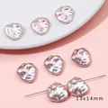 Iridescent Baroque style faux pearl beads 13x14mm for DIY necklace bracelet making - Straight Hole Irregular Flat Round Style / 2 Pieces/Pack (Aperture approx. 0.8mm) / Iridescent Pink