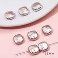 Iridescent baroque style 11mm square imitation pearl loose beads for DIY jewelry making - Straight Hole Square / 2 Pieces/Pack (Aperture approx. 0.8mm) / Iridescent Pink