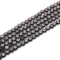 Handmade flat round glass evil eye lampwork beads in black for DIY jewelry crafts - Approx. 8mm Diameter / 45 Pieces/Pack (35cm per strand) / Deep purple