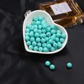 Perles rondes en acrylique cyan pour la fabrication de bijoux et bracelets DIY - Vert Paon