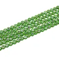 Premium green flat round evil eye lampwork glass beads for DIY jewelry bracelet making - Approx. 6mm Diameter / 60 Pieces/Pack (35cm per strand) / Green