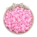 Pink acrylic barrel beads with large holes for DIY jewelry making and bracelet crafts - Solid Pink