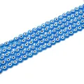 Blue flat round evil eye glass beads for DIY jewelry making bracelets and necklaces - Peacock Blue