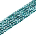 Turquoise flat round glass evil eye beads for handmade DIY jewelry making supplies - Peacock Green