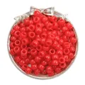 Opaque vibrant red acrylic barrel beads with large holes for DIY handmade jewelry crafts - Solid Bright Red