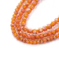 Orange faceted glass beads with internal rose pattern for DIY jewelry making - Wheel Shape Rose Style / 10 Pieces (8mm Diameter) / Orange