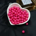 Perles rondes en acrylique rose vif pour la fabrication de bijoux et accessoires DIY - Rose rouge