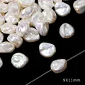 Iridescent Baroque style imitation pearl loose beads in 9x11mm for handmade DIY jewelry making - Straight Hole Irregular Starfruit Style / 2 Pieces (9x11mm) / AB White